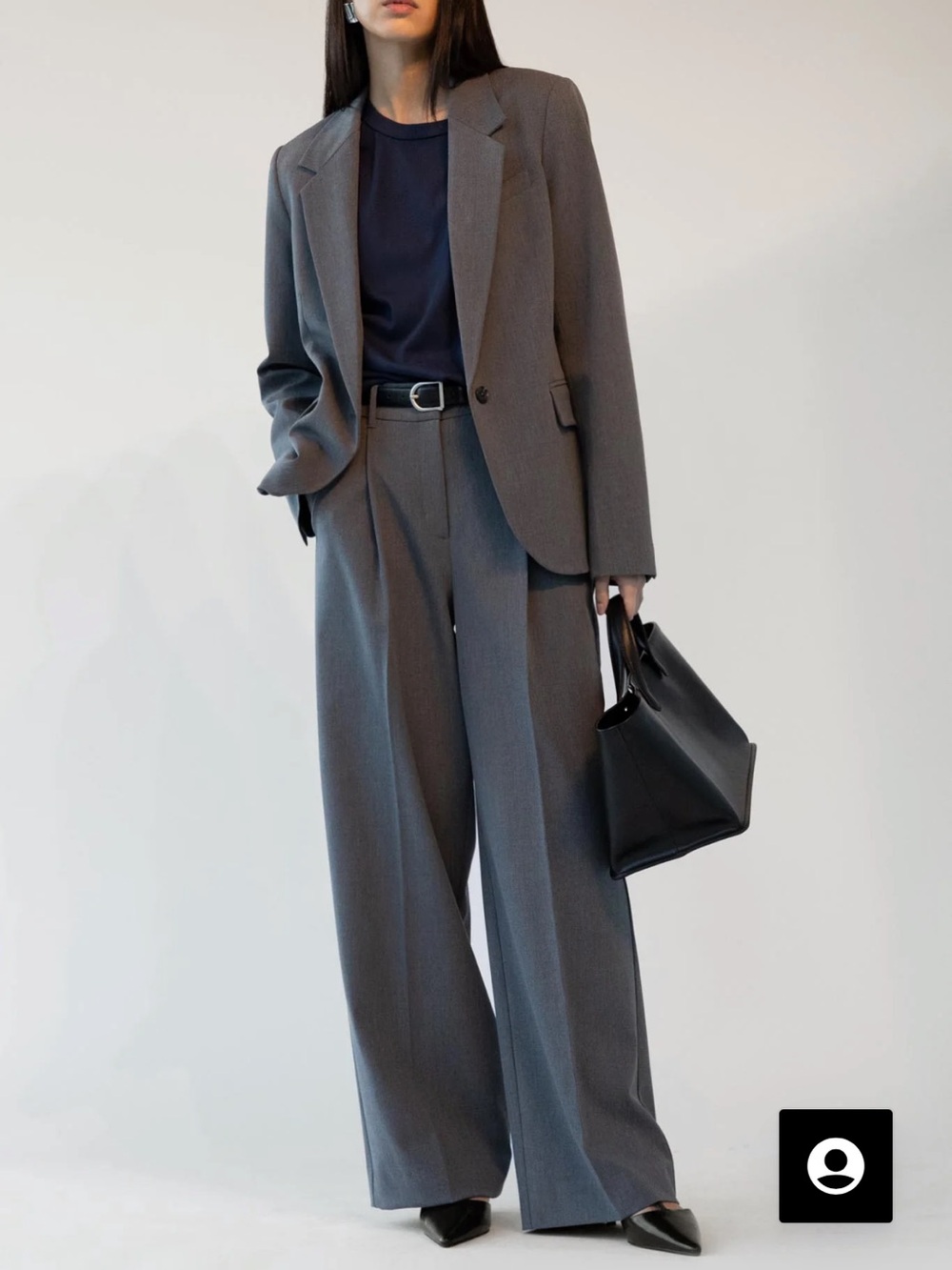 Oak + Fort High-Rise Straight Leg Trousers Heather Grey Size 4